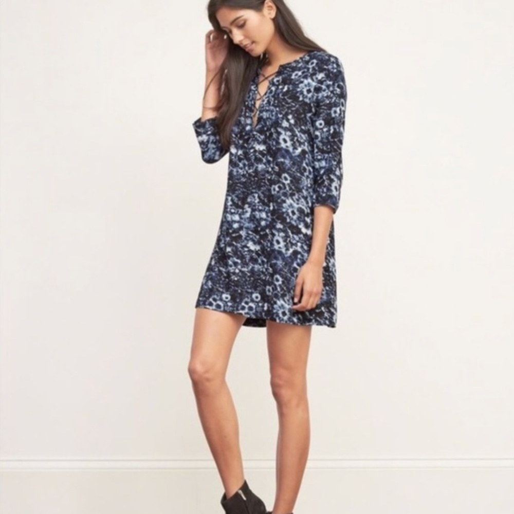 Abercrombie&Fitch| Navy Floral Lace Up Shift Dress